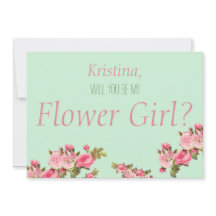 Rose Vert Floral Veux-tu être ma demoiselle d'honn