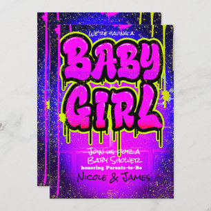 Invitation Rose vert violet Peinture Baby shower de séchage f