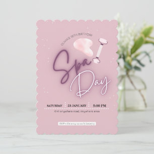 Invitation Rose vif, fille, anniversaire spa