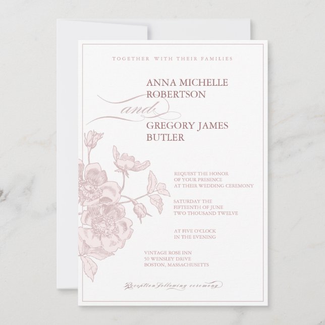 Invitation Rose Vintage (Devant)