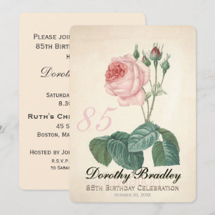 Invitation Rose Vintage 85e anniversaire Coutume I