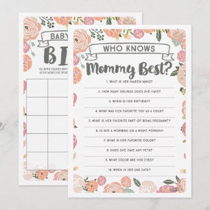 Invitation Rose vintage Baby shower double face