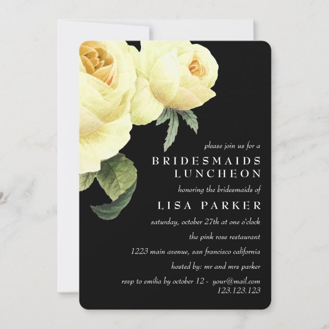 Invitation Rose vintage Black Bridesmaid Mariage (Devant)