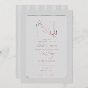 Invitation Rose vintage Botanique Naturel Mariage Or Rose