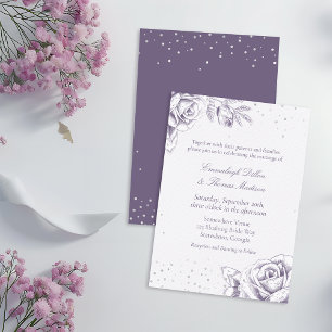 Invitation Rose vintage Confetti Parties scintillant Mariage