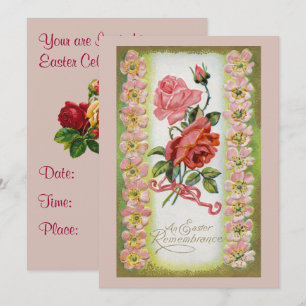 Invitation Rose vintage de Pâques