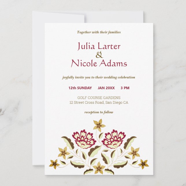 Invitation Rose vintage Design Ornate Classic Fusion Mariage (Devant)