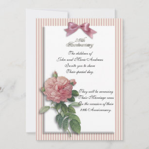 Invitation rose vintage du 25e anniversaire