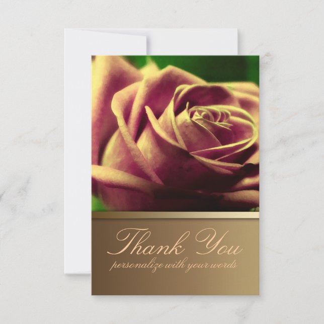 Invitation Rose vintage Flower Merci note (Devant)