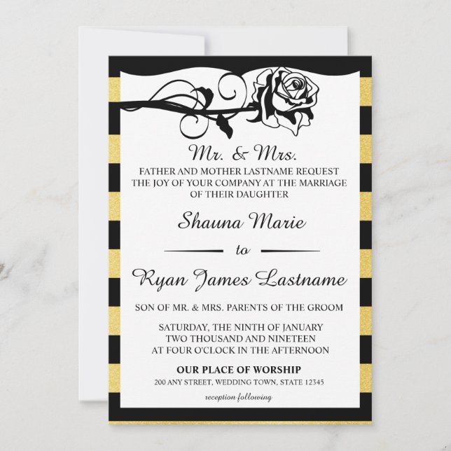 Invitation Rose vintage Glam (Devant)