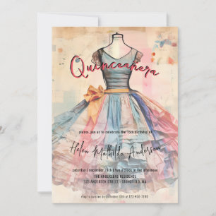 Invitation Rose vintage Gold Princesse Robe Photo Quinceanera