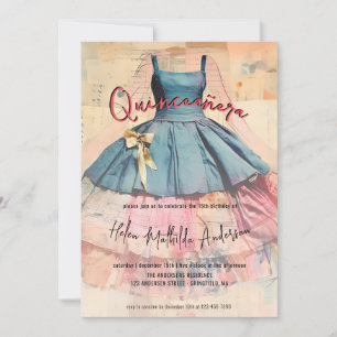 Invitation Rose vintage Gold Princesse Robe Photo Quinceanera