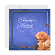 rose vintage mariage orange bleu