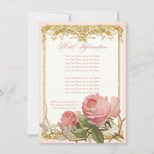 Invitation Rose Vintage Parisien Manoir Maison Couples Douche (Devant)