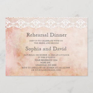 Invitation Rose Vintage romantique et DÎNER DE DÎNER DE DENRÉ