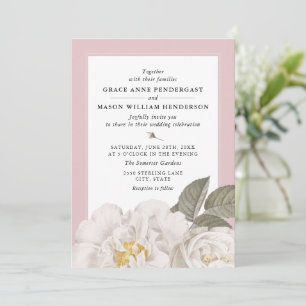Invitation Rose vintage Rose Botanique Floral Mariage rose