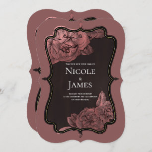 Invitation Rose Vintage rose Dusty Gold Elegant Mariage Glam