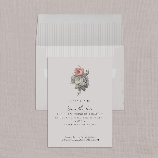 Invitation Rose, vintage, thème rose romantique enregistrer l (Créateur téléchargé)