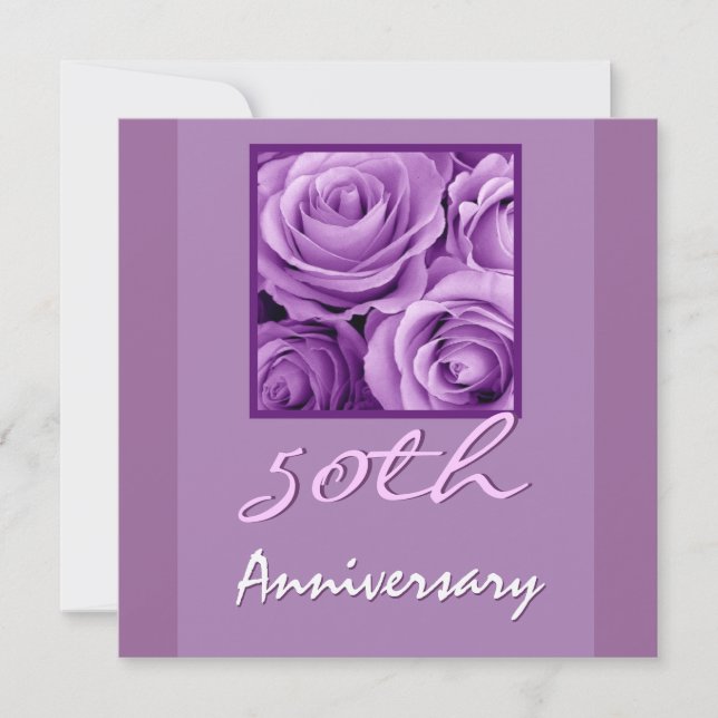Invitation Rose violet de l'invitation à l'occasion du 50e an (Devant)