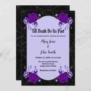 Invitation Rose violet Floral Spiderweb Mariage de automne
