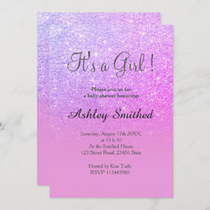 Invitation Rose violet parties scintillant rose ombre fille b