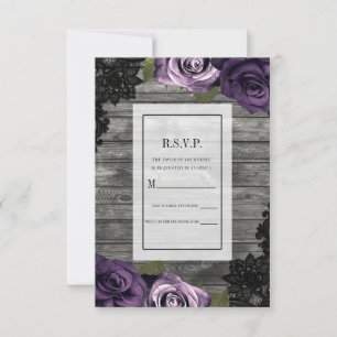 Invitation Rose violet profond Russe bois noir dentelle noire