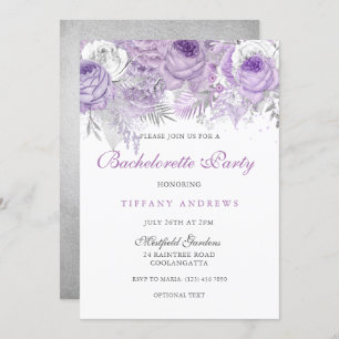 Invitation Rose violet Silver Wonderland Bachelorette Party