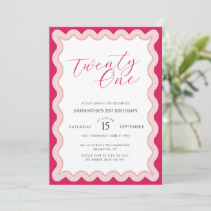 Invitation Rose Wavy Curvy Squiggly Ladies 21e anniversaire