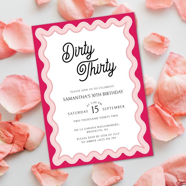 Invitation Rose Wavy Dirty Trente minimum 30e anniversaire (Créateur téléchargé)