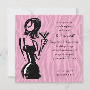 Invitation rose zèbre ; bachelorette