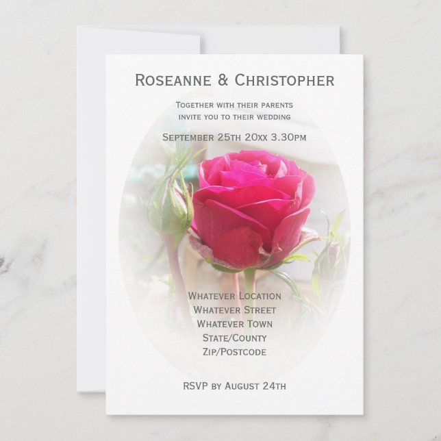 Invitation Rosebud rose (Devant)