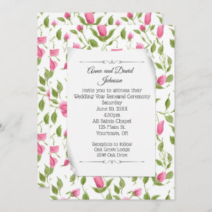 Invitation Rosebud rose pour le renouvellement de Vow