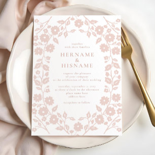 Invitation Rosée rousse rose simple moderne Folle Mariage flo