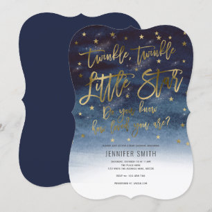 Invitation Rosegold, Twinkle Twinkle Little Stars, Baby showe