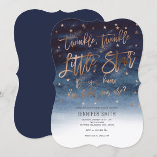 Invitation Rosegold,Twinkle Twinkle Little Stars, Baby shower