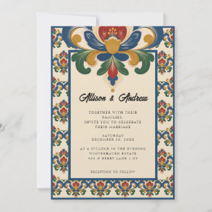 Invitation Rosemaling norvégien Mariage
