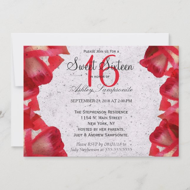 Invitation Roses Abstraits peints en aquarelle sur béton (Devant)