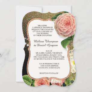 Invitation Roses anglais Vintages Glam Old Hollywood Regency
