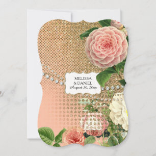 Invitation Roses anglaises vintage Glam Old Hollywood Regency