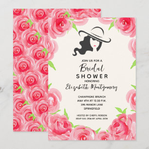 Invitation Roses aquarelle Fête des mariées grand Casquette
