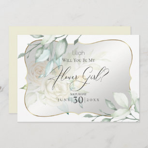 Invitation Roses Aquarelle Jaune Serez-Vous Ma Fille Fleur