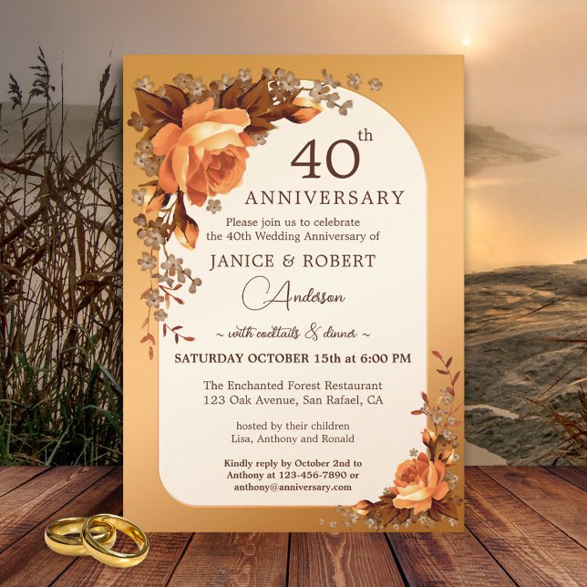 Invitation Roses Aquarelles Anniversaire d'Automne (Créateur téléchargé)