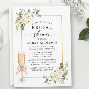 Invitation Roses Aquarelles Ruban Rose Mariage