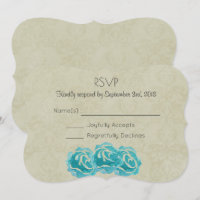 Roses aquarelles sarcelles sur carton RSVP mariage