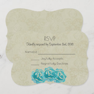 Invitation Roses aquarelles sarcelles sur carton RSVP mariage