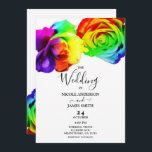Invitation Roses Arc-en-ciel coloré Gras Floral Blanc Mariage<br><div class="desc">personnaliser pour tout événement</div>