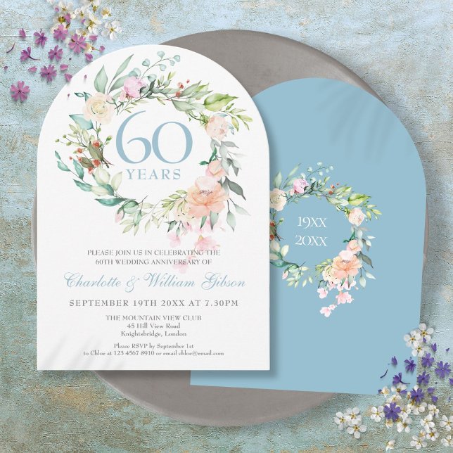 Invitation Roses Arche florale pour les 60 ans de mariage de  (60th Diamond Wedding Anniversary Roses Floral Arch Invitation)