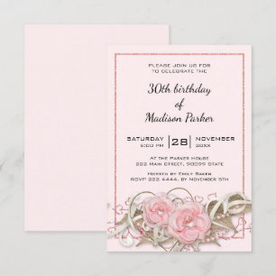 Invitation Roses avec Gem Anniversaire