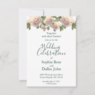 Invitation Roses blanches blanches et roses roses