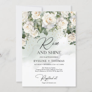 Invitation Roses blanches de Bohême eucalyptus se lèvent et b